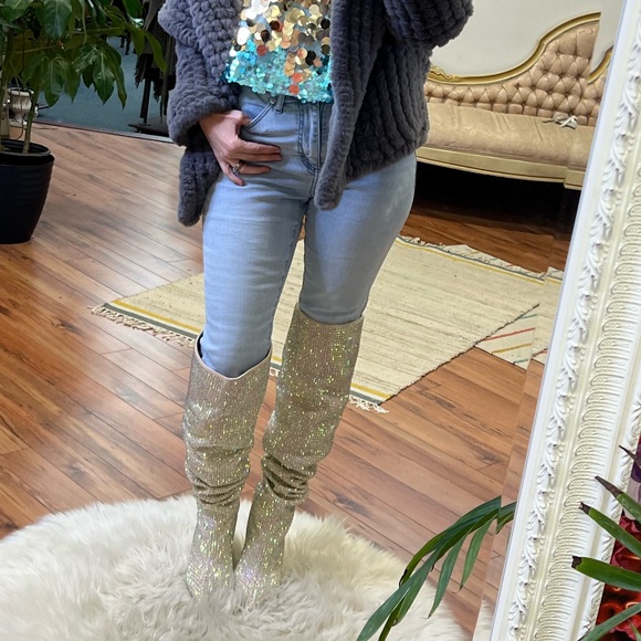 Tall slouch rhinestone boots - Picture 7 of 7
